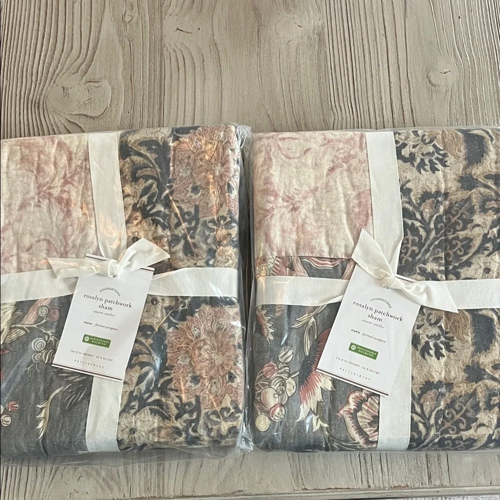 Pottery barn Rosalyn Patchwork sham Euro size 26 x 26 set of 2 NWT